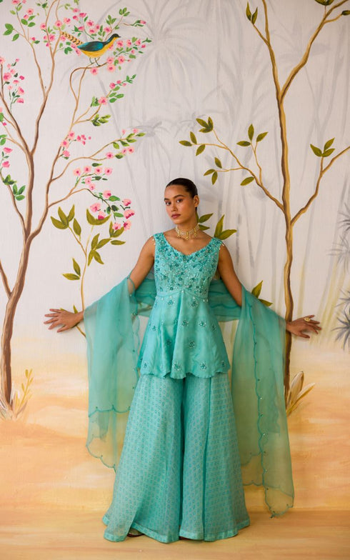 Tushita blue Sharara set