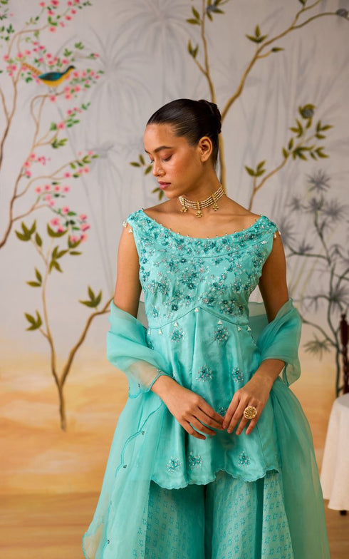 Tushita blue Sharara set