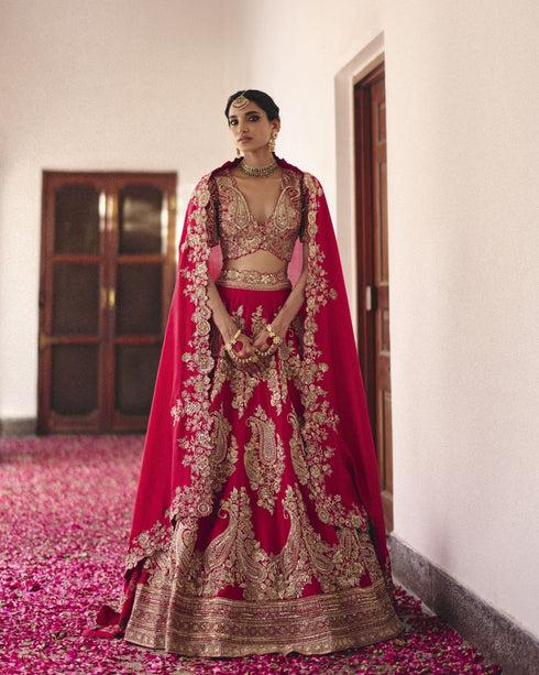 Urja red lehenga set