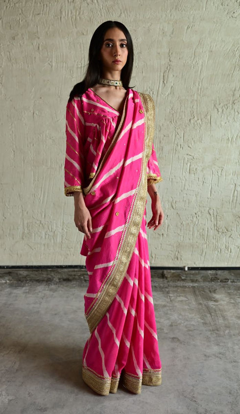 Urmila pink leheriya sari