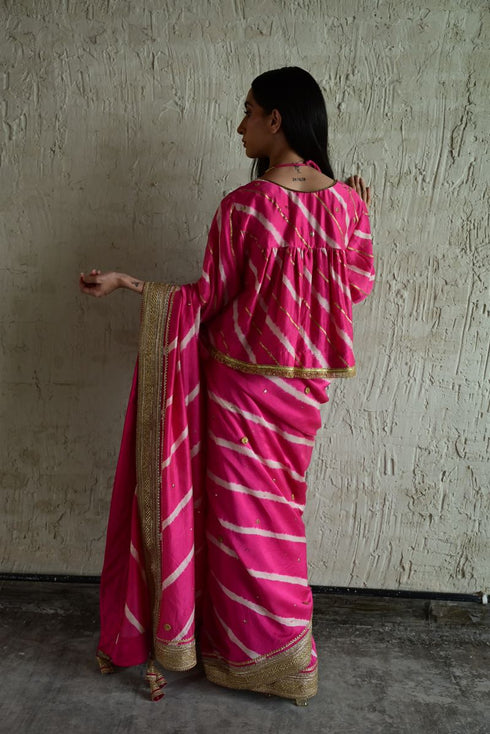 Urmila pink leheriya sari