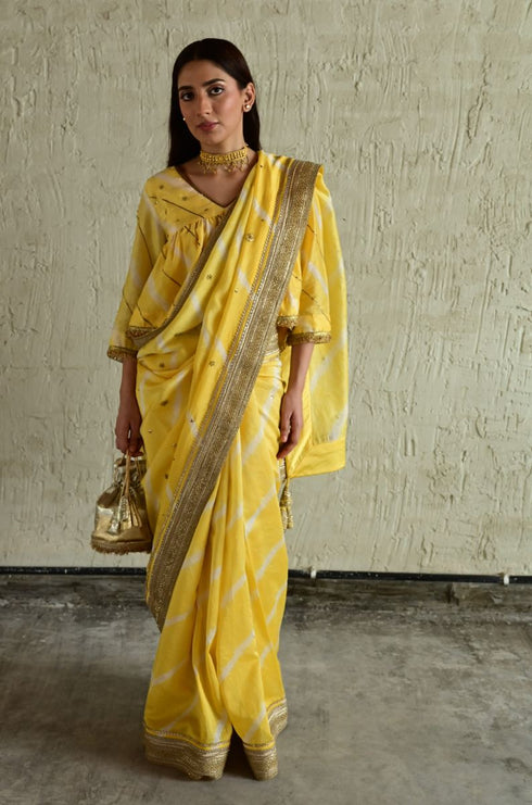 Urmila yellow leheriya sari
