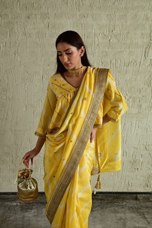 Urmila yellow leheriya sari