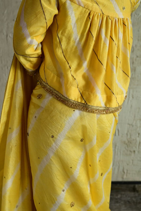 Urmila yellow leheriya sari