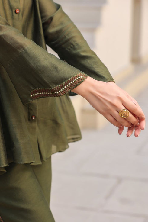 V-neck gathered co-ord set