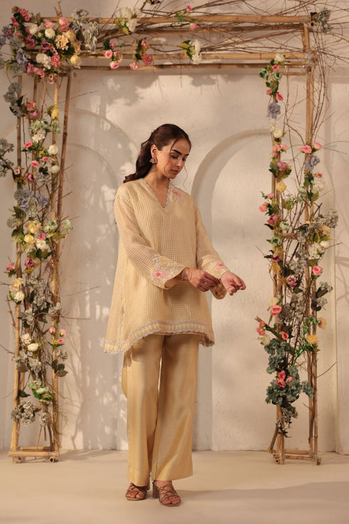 Vaayu beige applique co-ord set