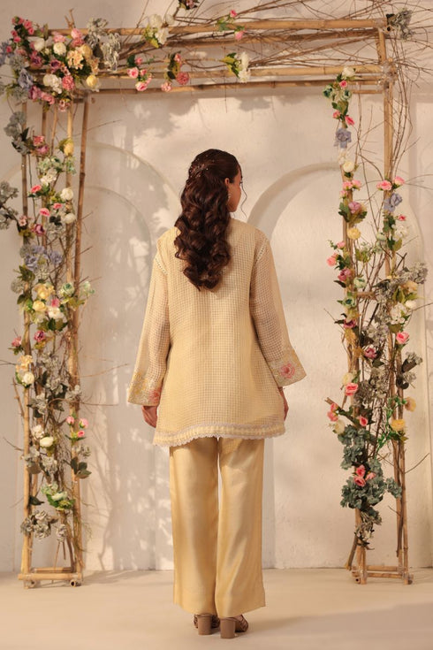 Vaayu beige applique co-ord set