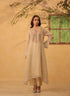 Vaayu beige applique yoke kurta set
