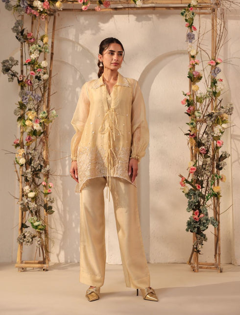 Vaayu beige jacket co-ord set