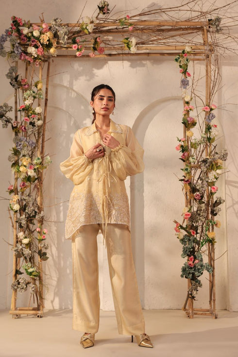 Vaayu beige jacket co-ord set