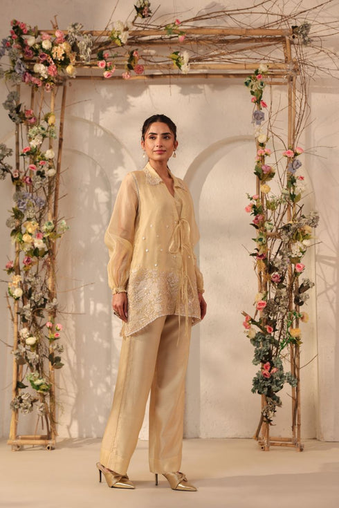 Vaayu beige jacket co-ord set