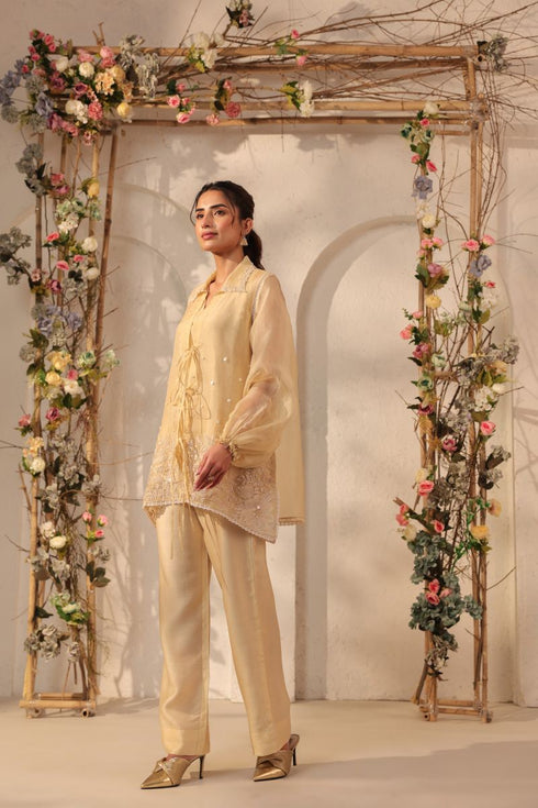 Vaayu beige jacket co-ord set