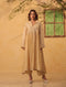 Vaayu beige pintuck collar kurta set