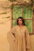 Vaayu beige pintuck collar kurta set