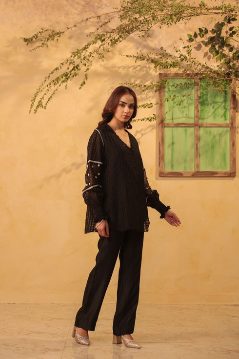 Vaayu black v neck co-ord set
