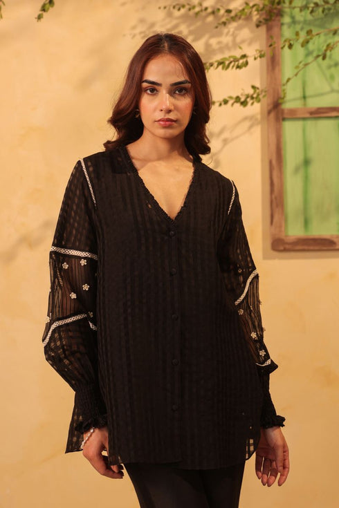 Vaayu black v neck co-ord set