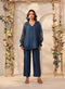 Vaayu dark blue V neck co-ord set