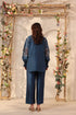 Vaayu dark blue V neck co-ord set
