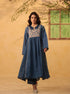 Vaayu dark blue panelled kalidar set