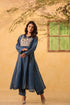 Vaayu dark blue panelled kalidar set