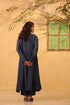 Vaayu dark blue pintuck collar kurta set