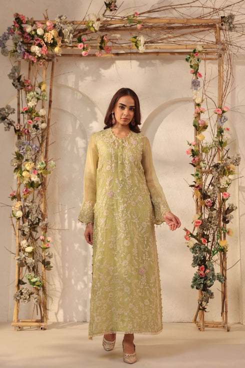 Vaayu green heavy jaal kurta set