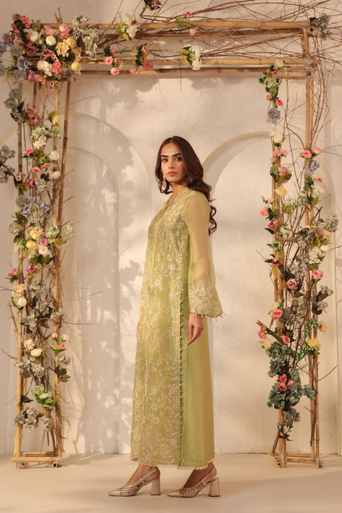 Vaayu green heavy jaal kurta set