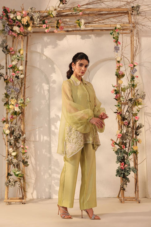 Vaayu green jacket co-ord set