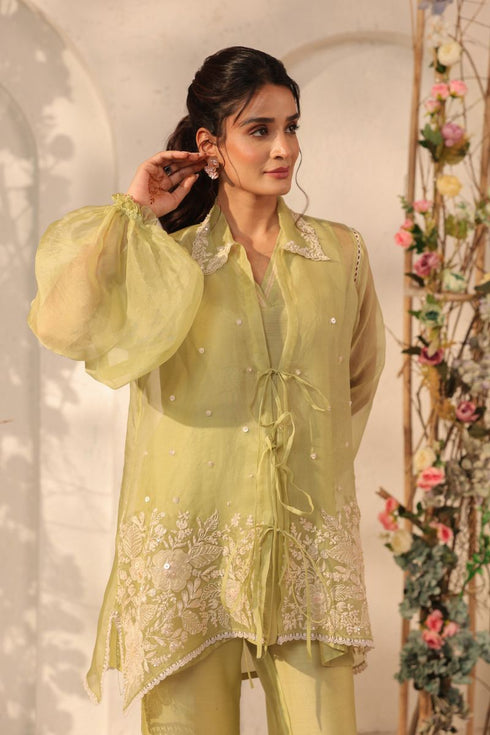 Vaayu green jacket co-ord set