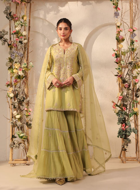 Vaayu green sharara set
