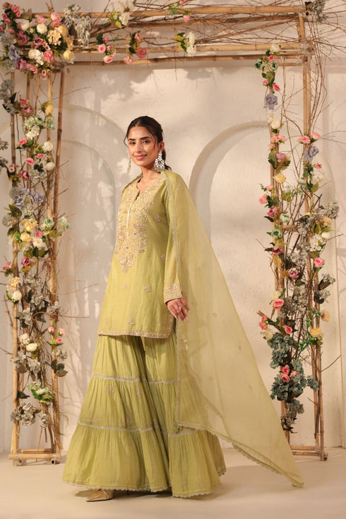 Vaayu green sharara set