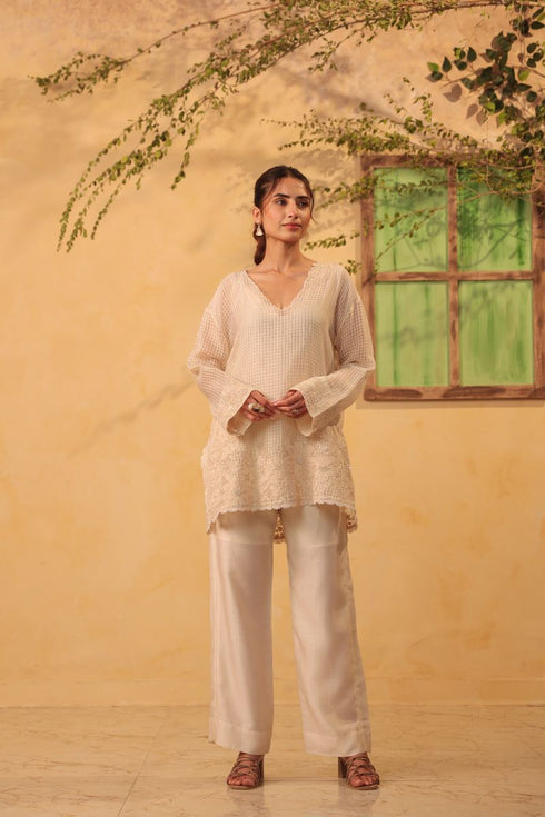 Vaayu ivory heavy applique co-ord set