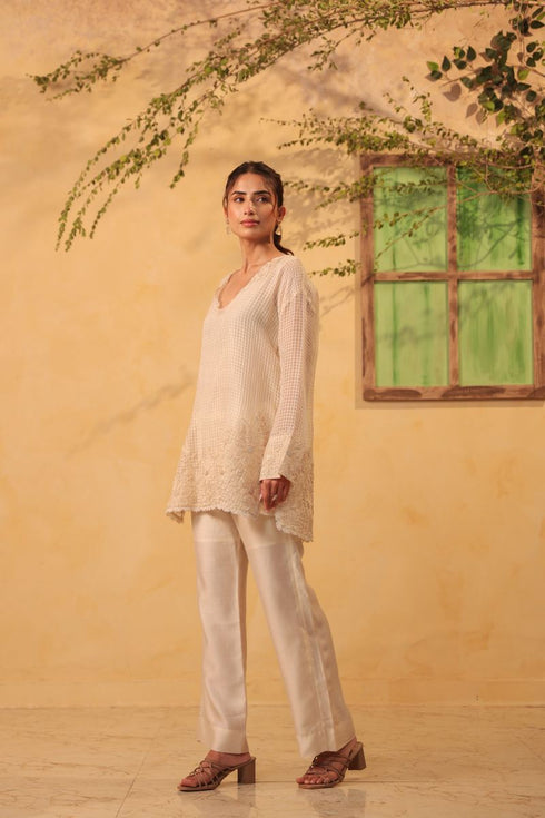 Vaayu ivory heavy applique co-ord set