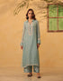 Vaayu light blue collar kurta set