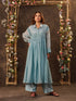 Vaayu light blue pintuck collar kurta set