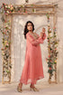 Vaayu pink applique yoke kurta set
