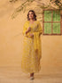 Vaayu yellow heavy jaal scallop kurta set