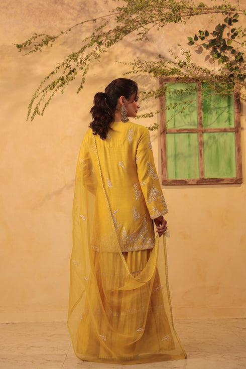 Vaayu yellow heavy sharara set