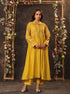 Vaayu yellow pintuck collar kurta set