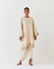 Varna champagne silk hand embroidered tunic with trousers