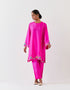 Varna fuchsia silk hand embroidered tunic with trousers
