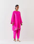 Varna fuchsia silk hand embroidered tunic with trousers
