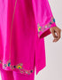 Varna fuchsia silk hand embroidered tunic with trousers