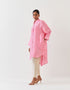 Varna light pink and champagne silk hand embroidered shirt tunic with trousers