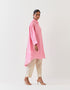 Varna light pink and champagne silk hand embroidered shirt tunic with trousers