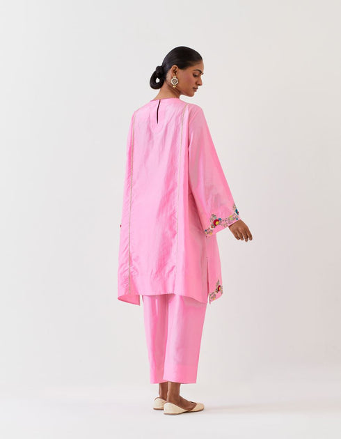 Varna light pink hand embroidered tunic and trouser set