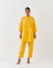 Varna mango yellow embroidered silk tunic with trousers