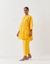 Varna mango yellow embroidered silk tunic with trousers