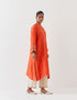 Varna rust orange and champagne hand embroidered tunic and trouser set