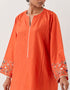 Varna rust orange and champagne hand embroidered tunic and trouser set